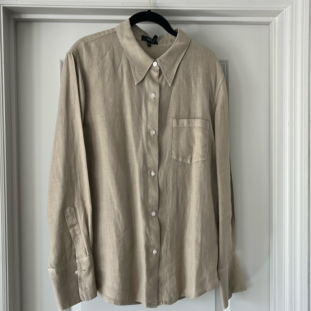 Theory Beige Button-Up Shirt